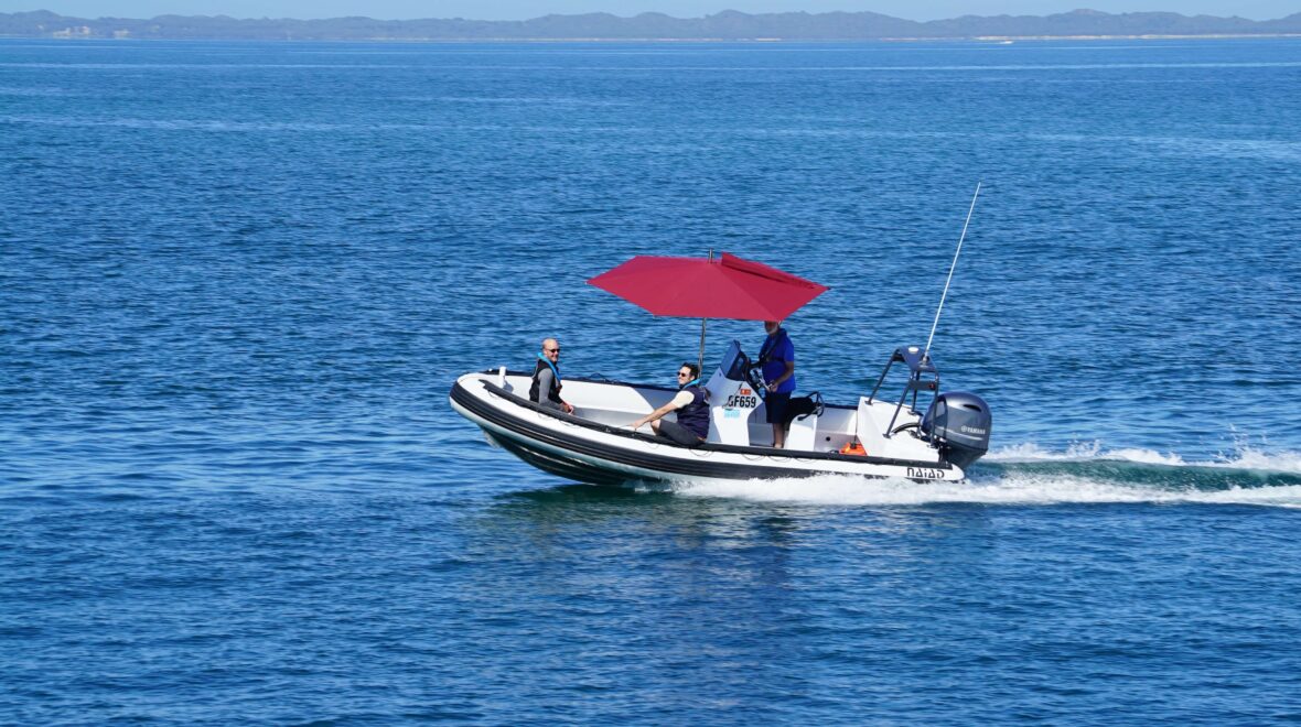 Finbrella Boat Umbrellas. Boat canopy shade testing outside the Australian  Marine Complex, Perth.
